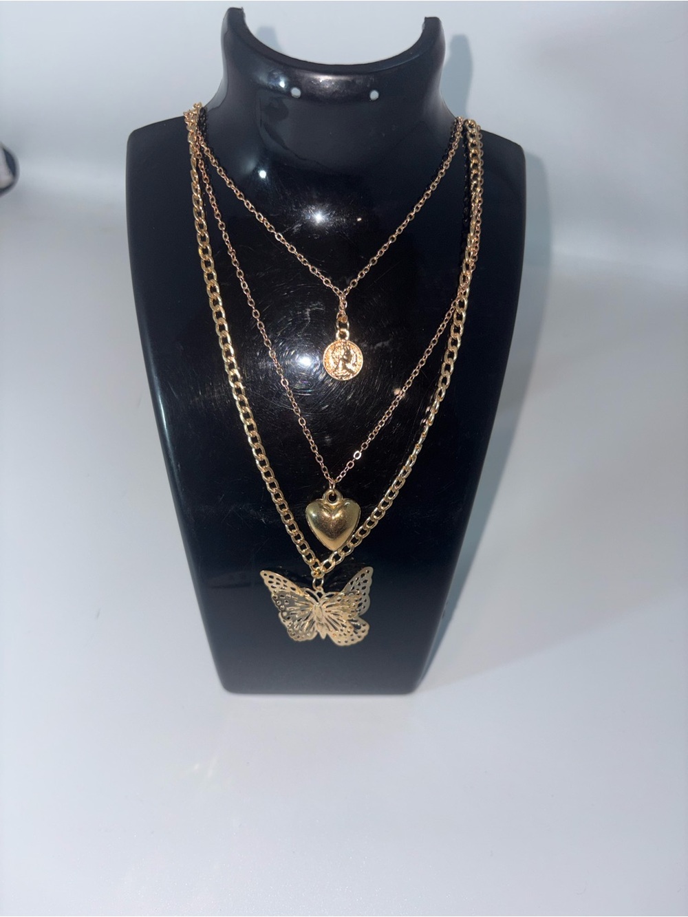 Gold Layered Butterfly Pendant Necklace - Women Jewelry